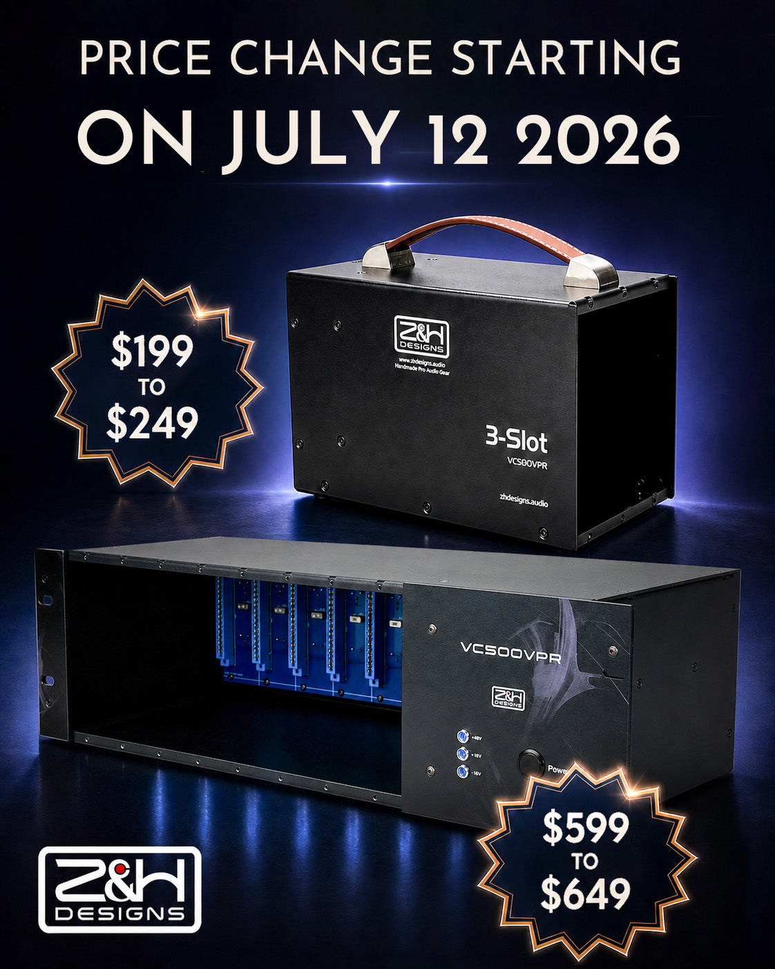 Z&H Designs Announces Pricing Update for 3-Slot and 8-Slot 500 Series Power Racks
