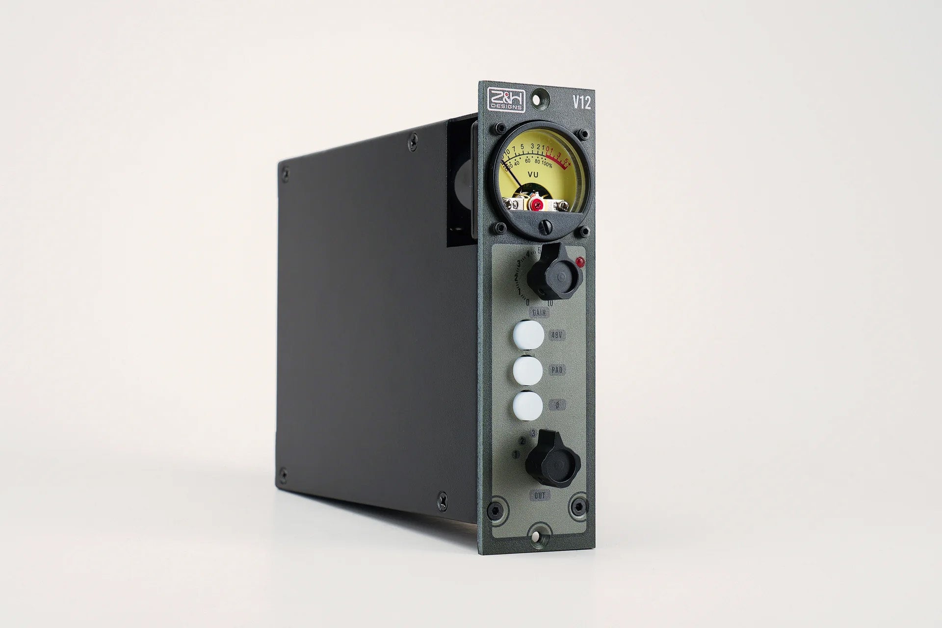 V12 500 series preamp green panel angled